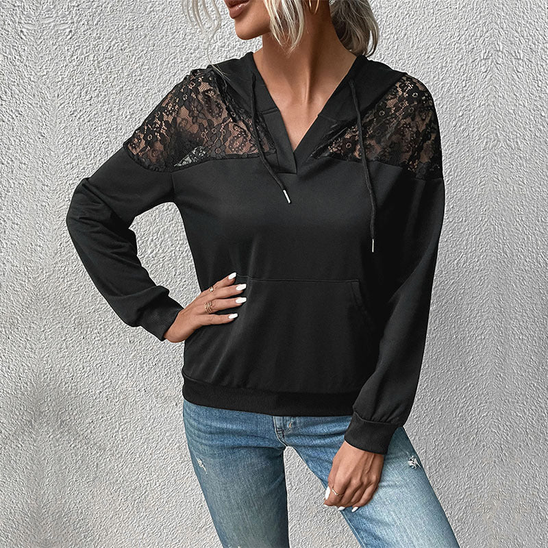 Women's New Autumn And Winter New Long-Sleeved Black Women's Hooded Hoodie