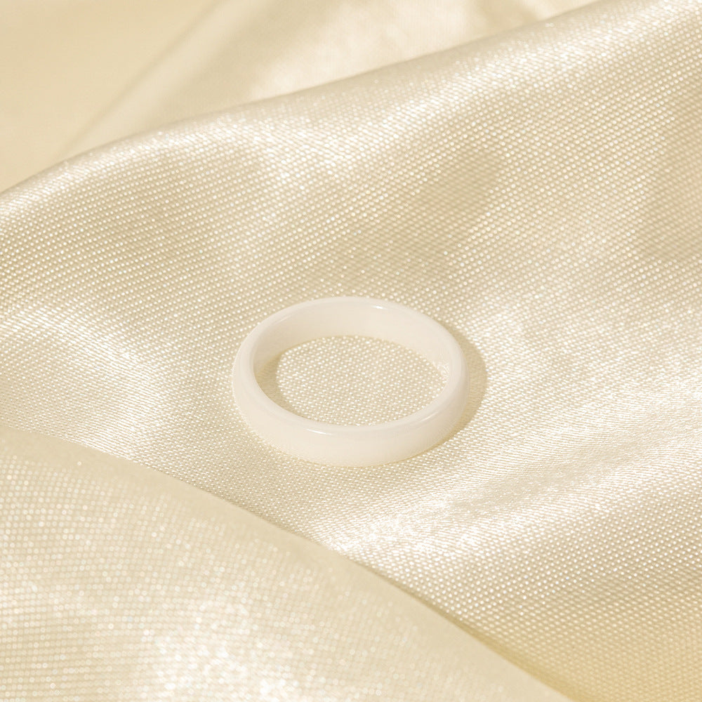 5pcs Women Fashion Niche Design 4Mm Wide White Ring Does Not Fade Jewelry