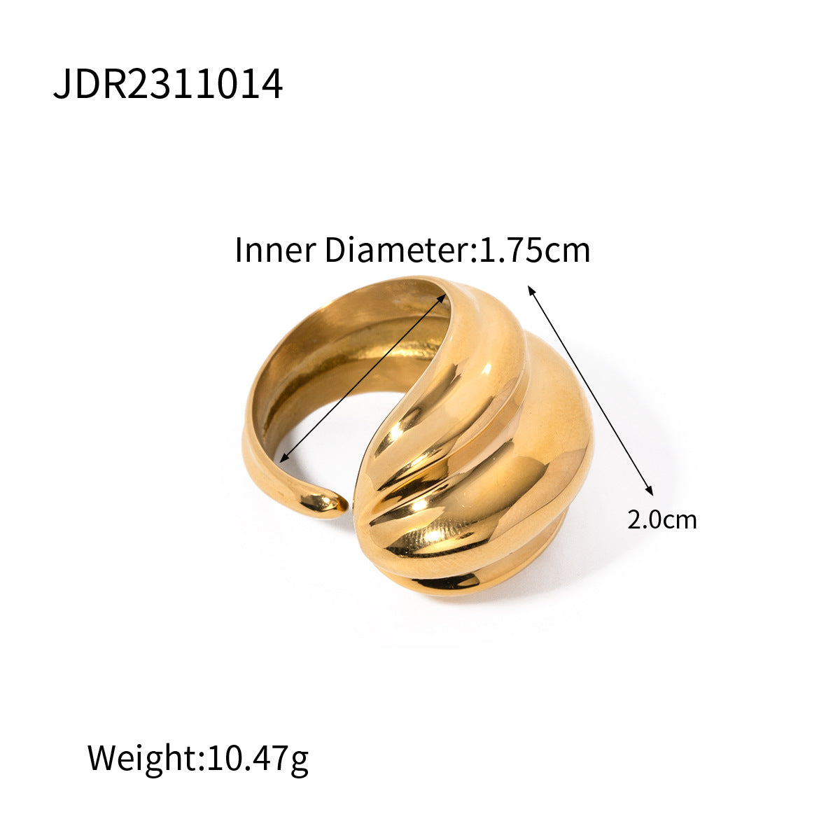 5pcs 18K Gold Stainless Steel Concave And Convex Opening Minimalist Geometric Ring New Hand Jewelry