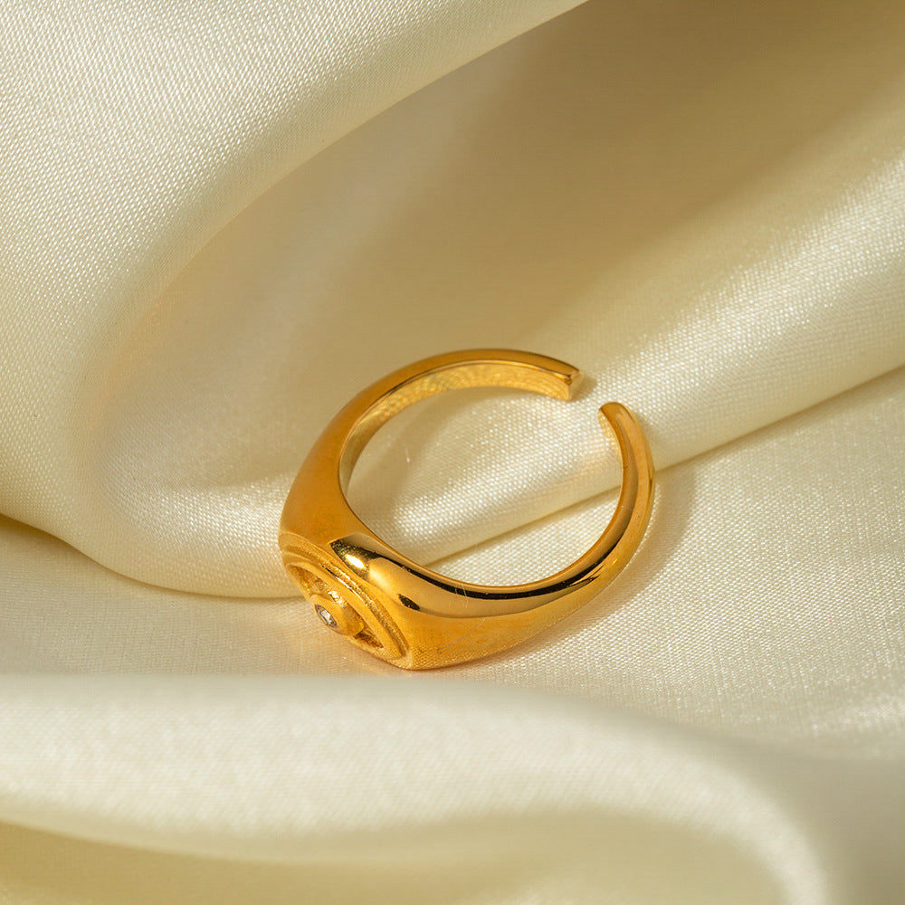 5pcs 18K Gold Stainless Steel Diamond Devil's Eye Open Ring -7 All-In-One Stainless Steel Finger