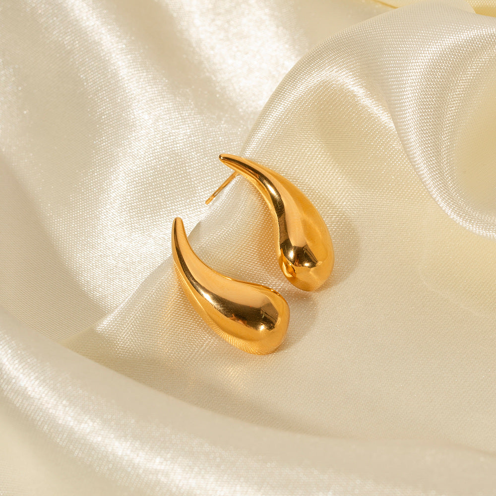 5pcs New Titanium Steel Plated 18K Gold Cold Drop Earrings Women's Popular Earrings Jewelry