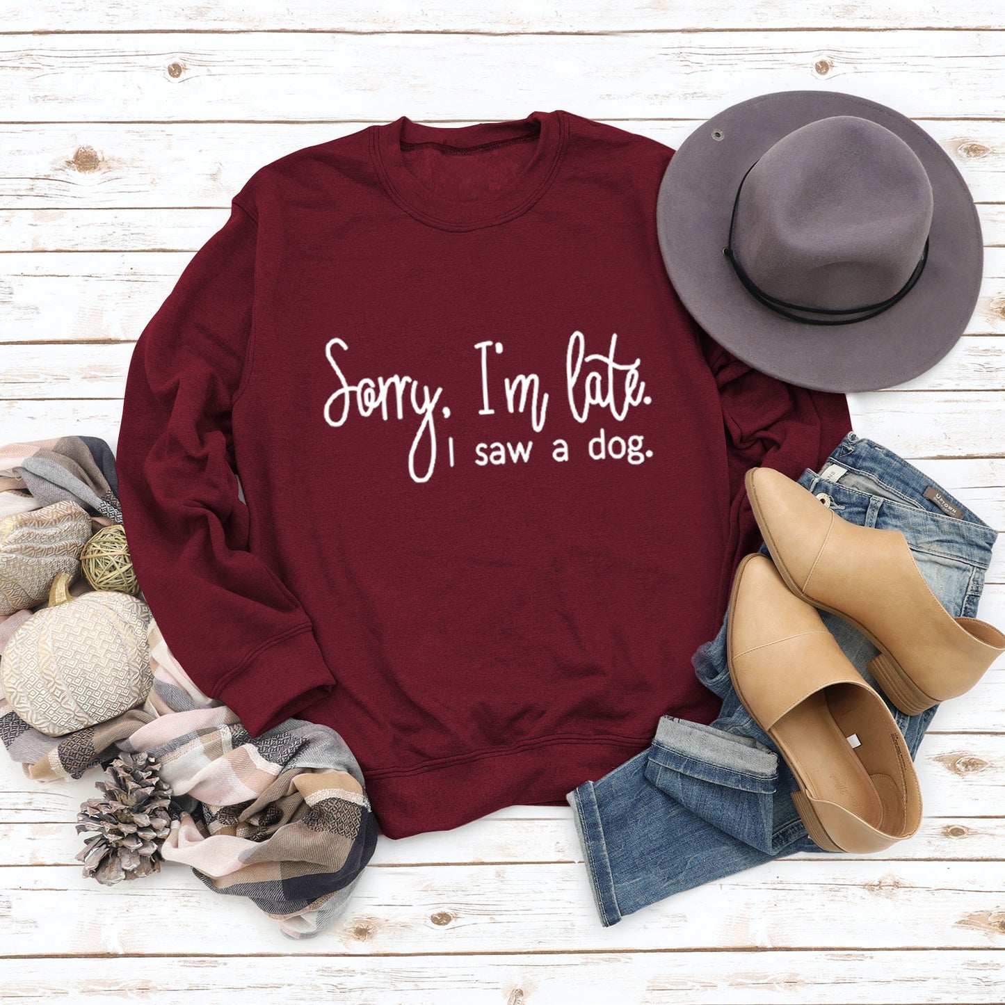Autumn/Winter Base Long Sleeve Sorry I'M Late Alphabet Round Neck T-Shirt Ebay Women's Hoodie