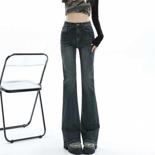 Free Mail Autumn Dress To Do Old Micro Jeans Woman Tall Long Heavy Wash Yellow Mud Retro Autumn Trousers Woman