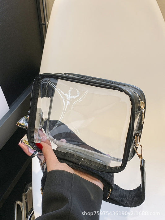 Pvc Crossbody Women's Bag New Transparent Jelly Bag Personality Mobile Phone Casual  One-Shoulder Small Square Bag Trend