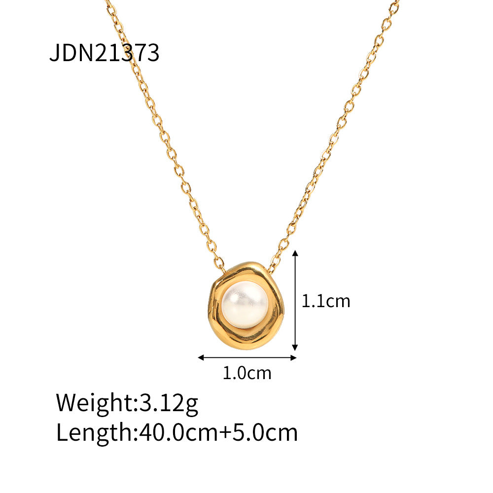 5pcs Small Cold Pearl Necklace Female Autumn Winter Clavicle Chain Light Luxury Temperament Pendant Does Not Fade Vintage Necklace