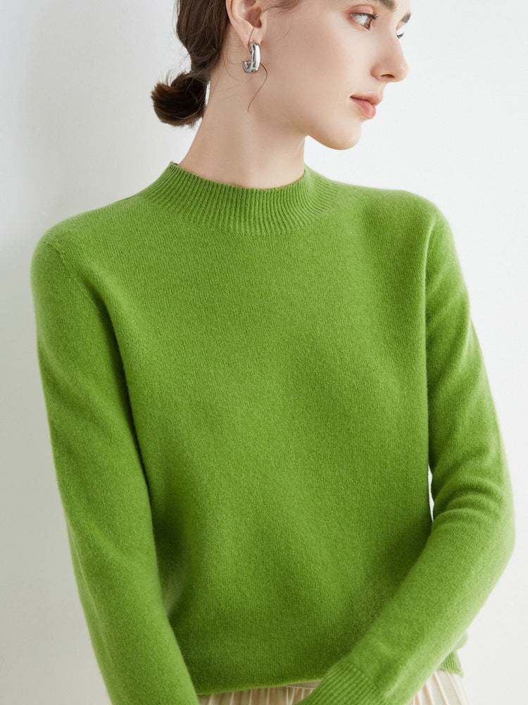 100 Pure Wool Knitwear Women's V-Neck Pullover Loose Base Shirt Autumn And Winter New Solid Color Sweater