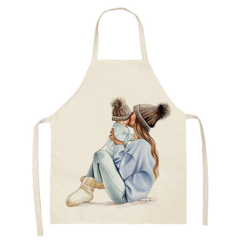 New Apron Mother's Day Parent-Child Apron Home Anti-Fouling Cotton Linen Sleeveless Overalls Customized By Enterprises