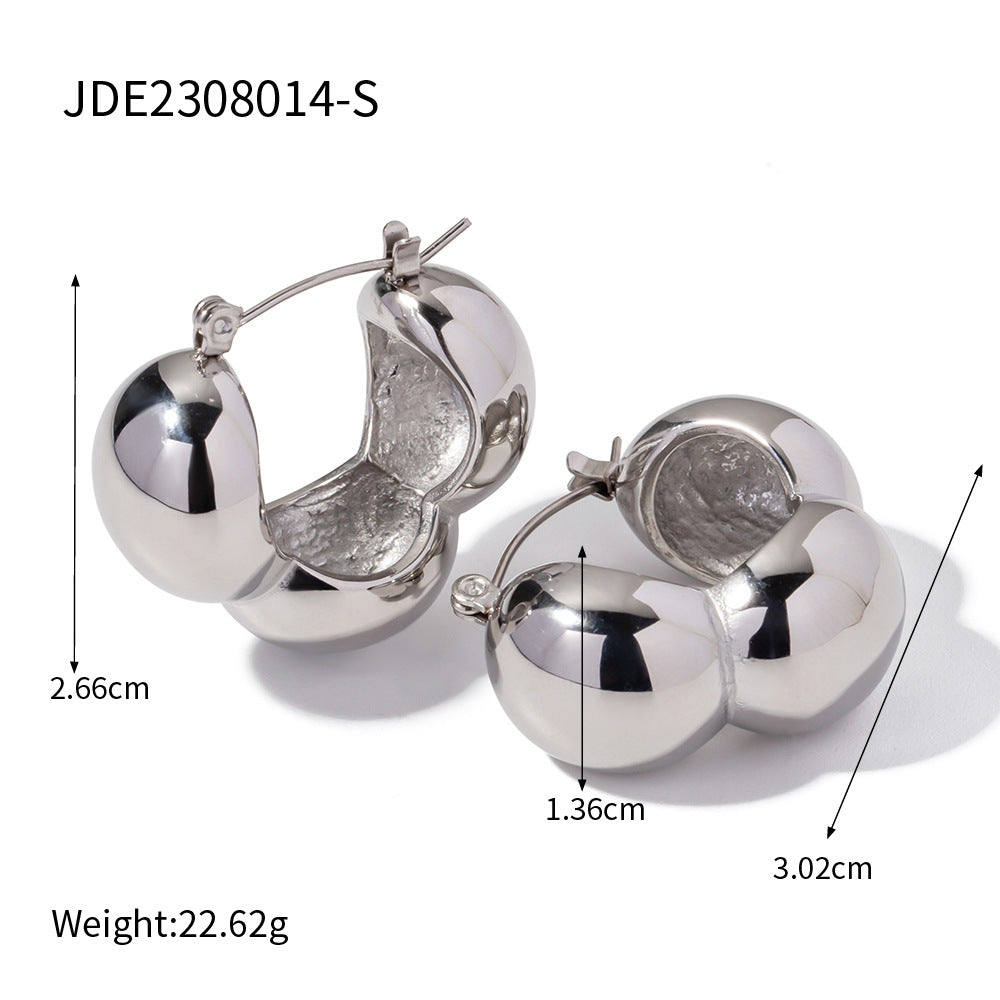 5pcs Stylish 18K Gold Stainless Steel Three Hemispheres Earrings Simple Titanium Steel Earrings Earrings For Women