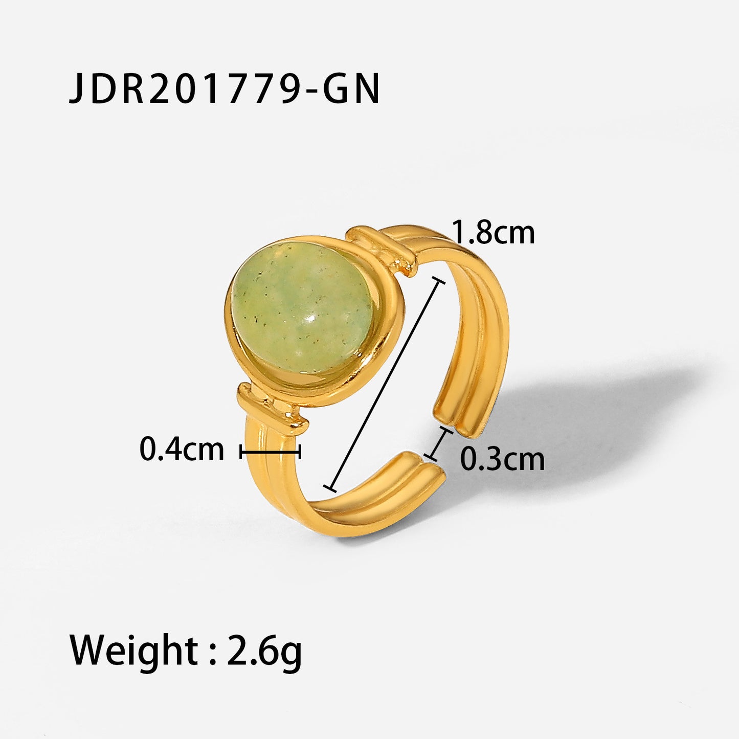 5pcs Same Ring 18K Gold Oval Tiger Eye/Green/Purple Semi-Precious Stone Opening Ring Female