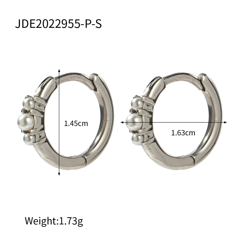 5pcs Fashion New Set With Three Pearl Round Earrings Gold Earrings For Women