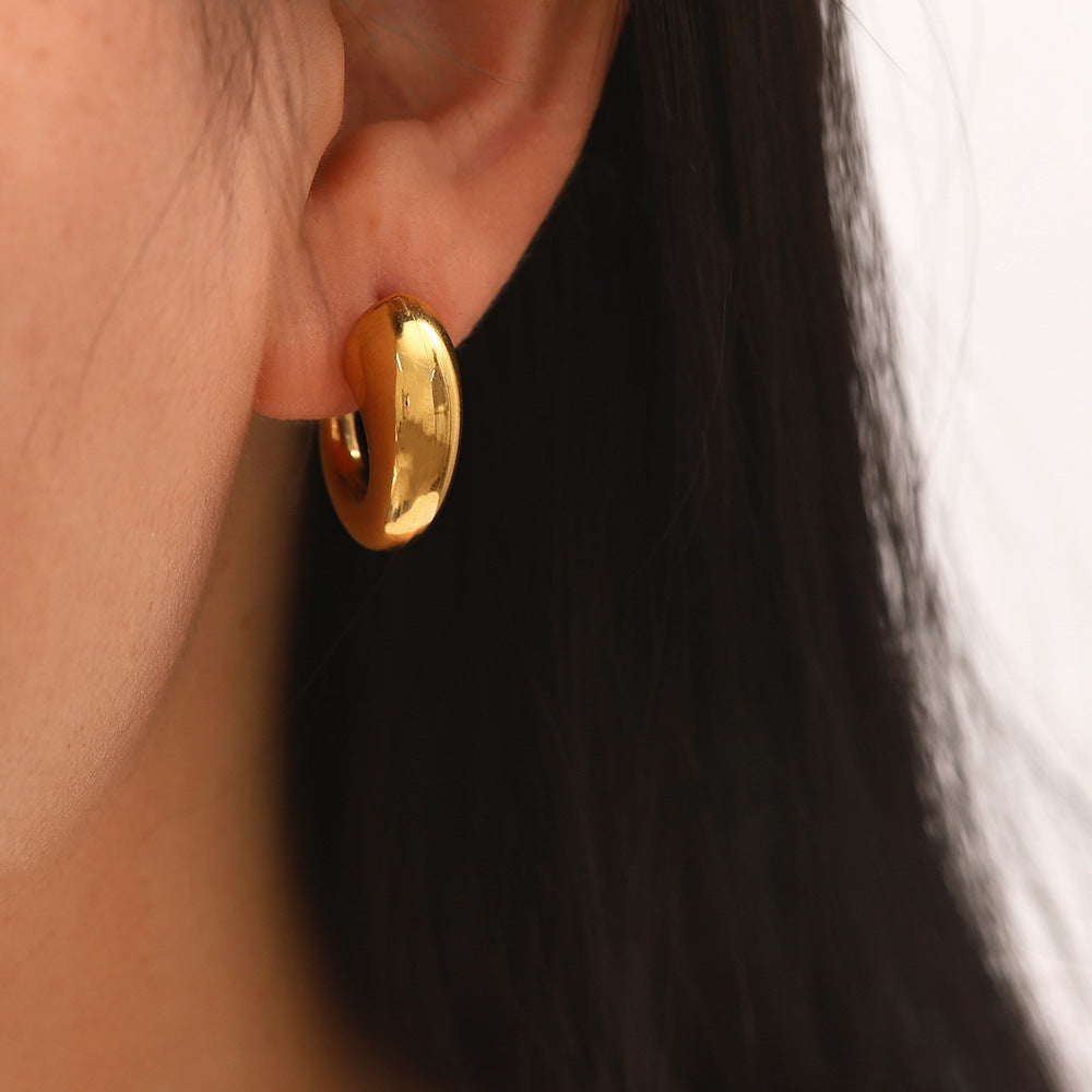 5pcs 18K Gold Irregular Shape Earrings Fashion Simple Fold Wear High-Grade Sensitive Earrings C Shape Hopo Stud Jewelry
