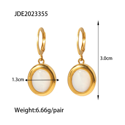 5pcs Light Luxury Oval Opal Pendant Earrings New Women's Autumn And Winter Fashion High-Grade Earrings