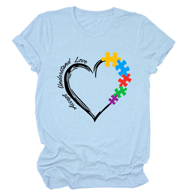 Fun Fashion Accept Understand Love Loose Casual Short Sleeves