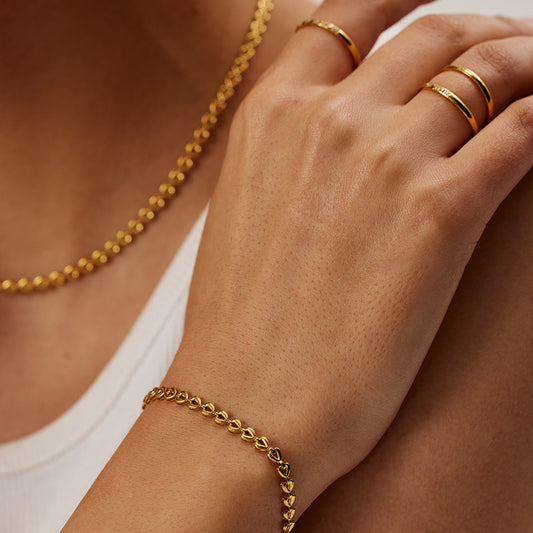 5pcs 18K Gold Plated Stainless Steel Hollow Heart Woven Bracelet Does Not Fade Bracelet Jewelry