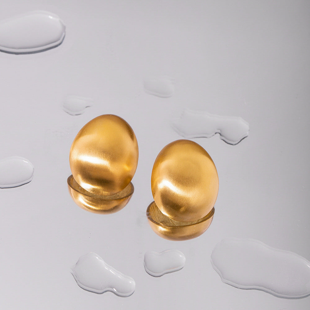 5pcs 18K Gold Stainless Steel Matte Brushed Oval Earring Studs Premium Simple Earrings