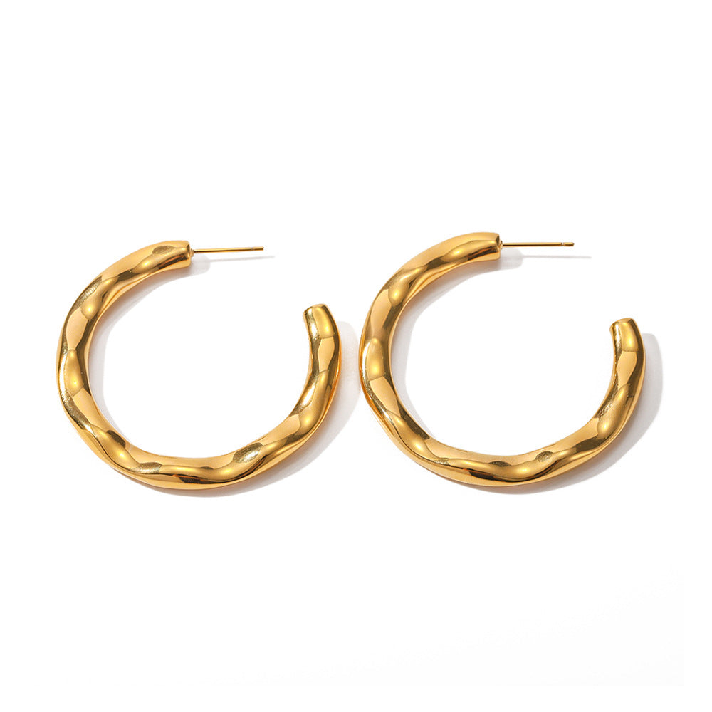 5pcs New All-In-One 18K Gold Stainless Steel Exaggerated Hammer Earrings Fashion Design Sense Earrings
