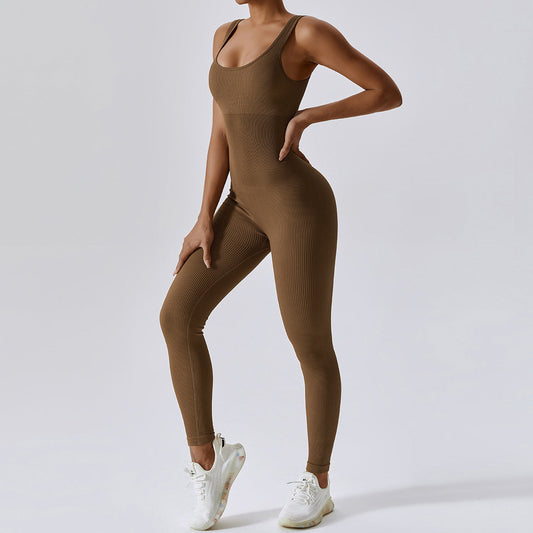 Spring Europe And The United States Seamless One-Piece Yoga Dress Dance Abdominal Slimming Exercise Elastic Bodysuit