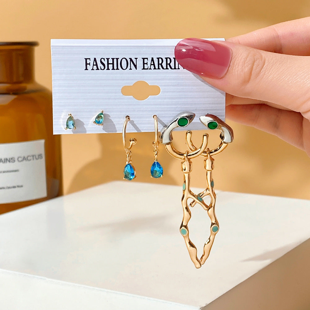 5 set New Resin Earrings Set For Women Retro Geometric Pearl Earrings 6-pairs one Set Combination
