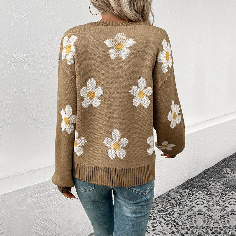 autumn and winter new fashion Women's long-sleeved jacquard sweater