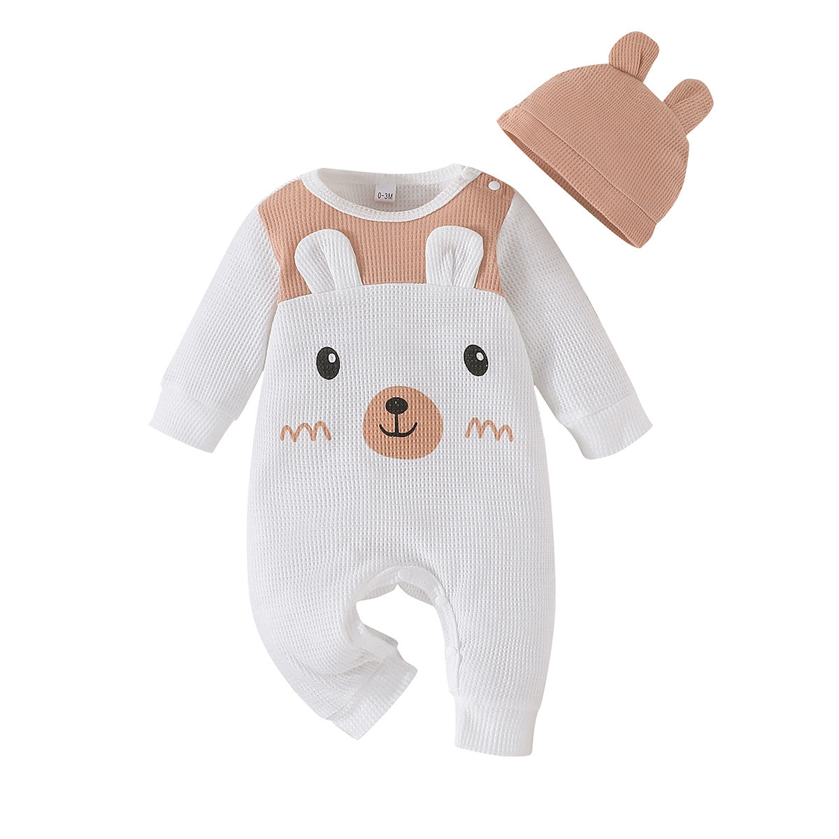 Leisure Baby Spring And Autumn Long Sleeve Onesie + Hat Cute Baby Bear Ha Clothing Crawl Suit Children's Wear