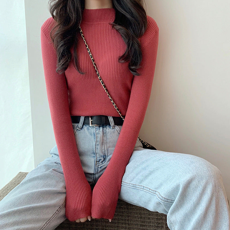 Sweater Women New Autumn And Winter Long Sleeves In The Neck With Slim Version Of The Base Shirt Half Turtleneck Pullover Knitwear