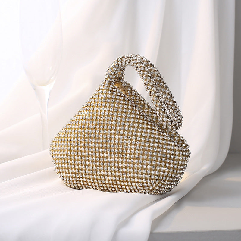 Pure Handmade Rhinestone Mine Night Bag Portable Banquet Bag and Exquisite Hand-Held Female Handbag