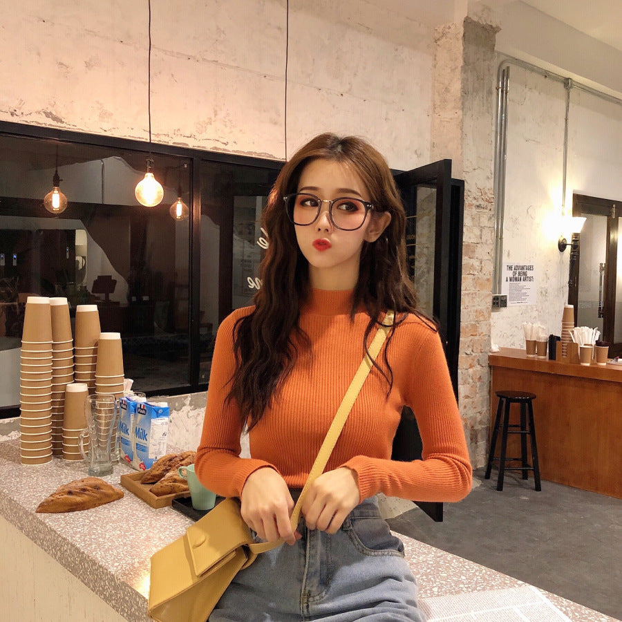 Sweater Women New Autumn And Winter Long Sleeves In The Neck With Slim Version Of The Base Shirt Half Turtleneck Pullover Knitwear