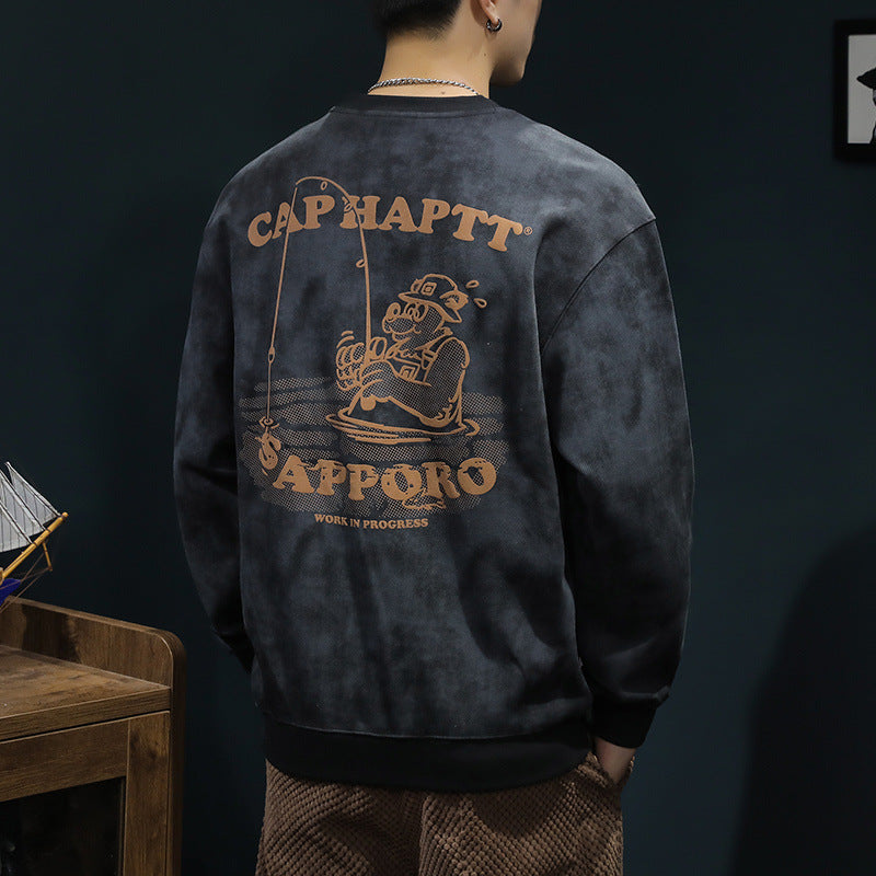 Heavy Men's Hoodie Autumn Fashion Round Neck Coat Clothes Spring And Autumn T-Shirt Long Sleeve