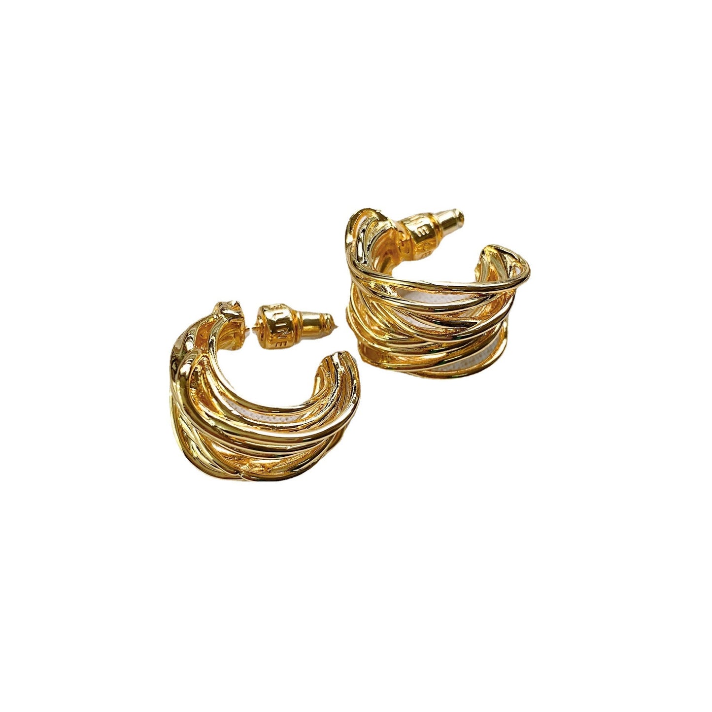 Light Luxury C-Shaped Niche Metal Heavy Industry Retro Trend New Design Sense Temperament Ear Loop Earrings
