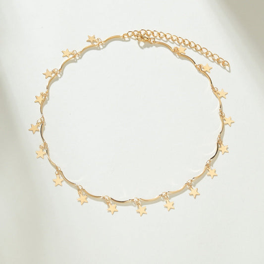 5 pcs Fashion Star Five-Pointed Star Necklace Women's Vintage Collarbone Chain Accessories