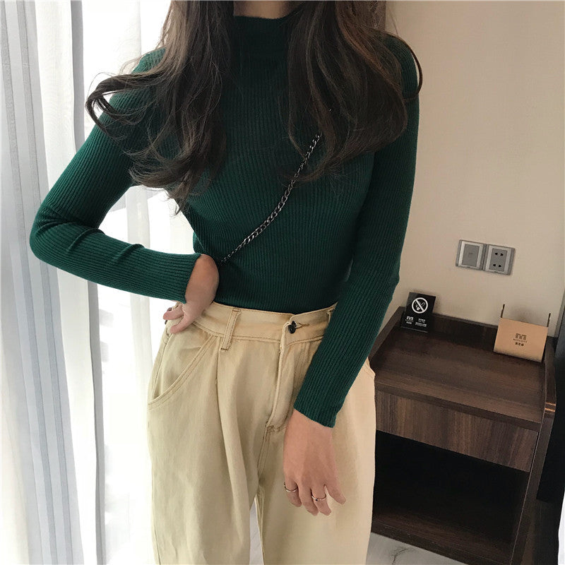 Sweater Women New Autumn And Winter Long Sleeves In The Neck With Slim Version Of The Base Shirt Half Turtleneck Pullover Knitwear