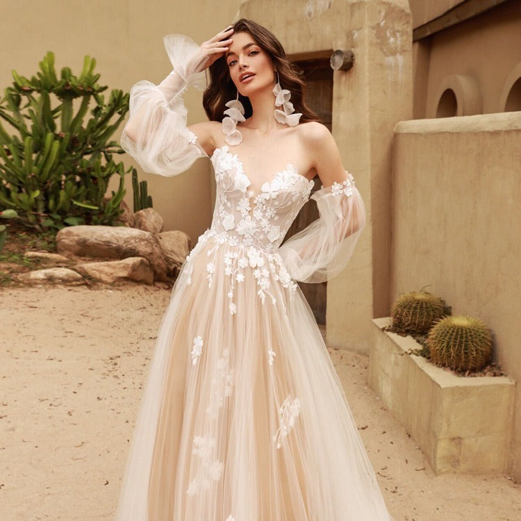 Light Wedding Dress New Vintage Lace Mori Travel Shoot Outdoor One Line Shoulder Bride Out Yarn Fashion
