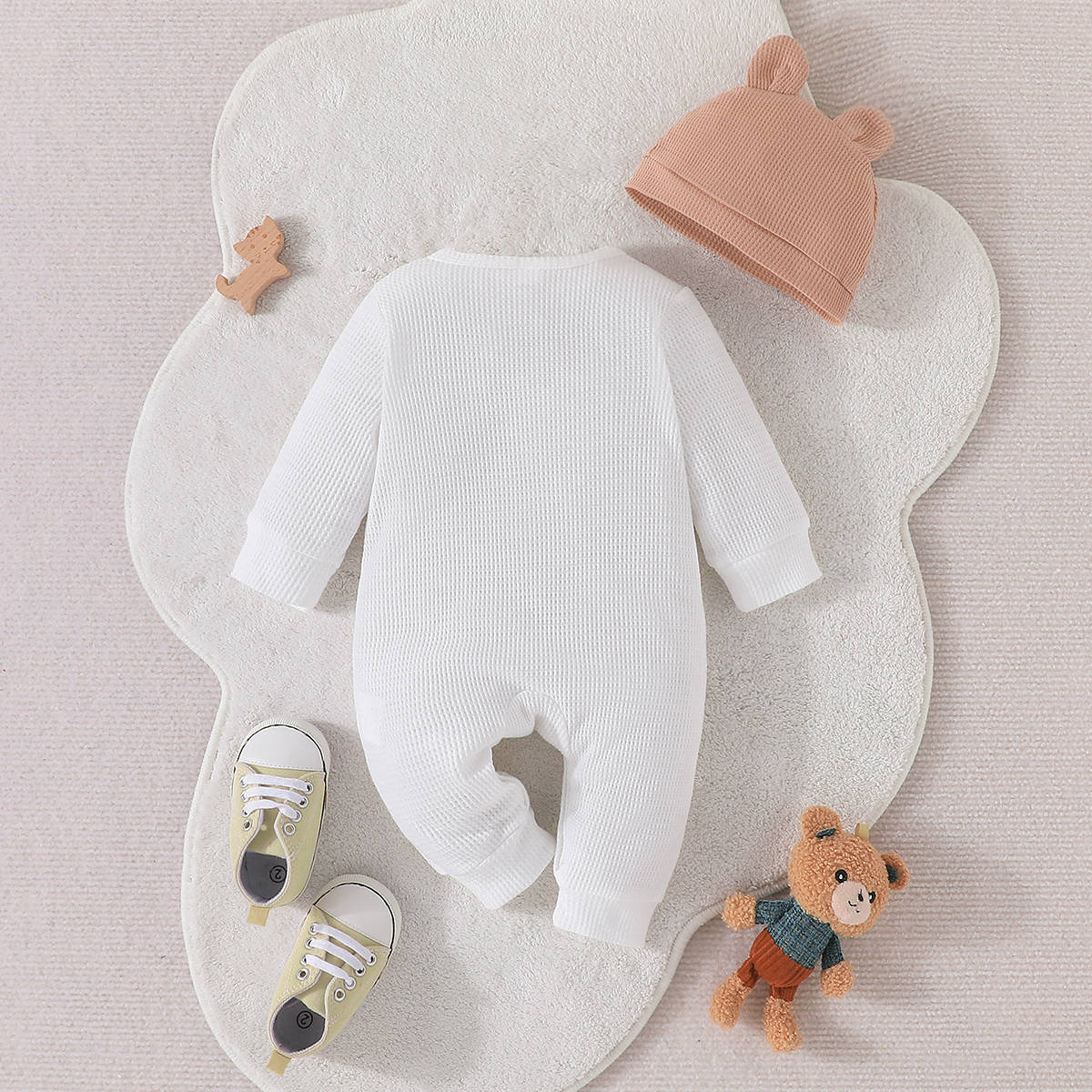 Leisure Baby Spring And Autumn Long Sleeve Onesie + Hat Cute Baby Bear Ha Clothing Crawl Suit Children's Wear