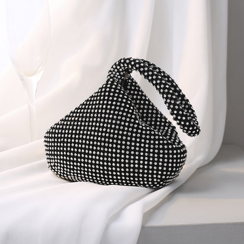 Pure Handmade Rhinestone Mine Night Bag Portable Banquet Bag and Exquisite Hand-Held Female Handbag