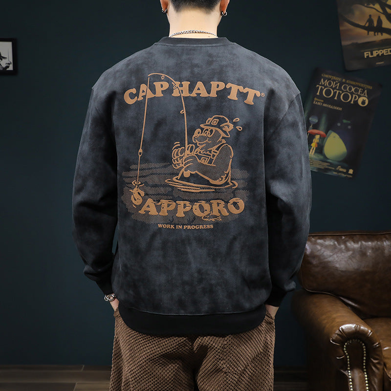 Heavy Men's Hoodie Autumn Fashion Round Neck Coat Clothes Spring And Autumn T-Shirt Long Sleeve
