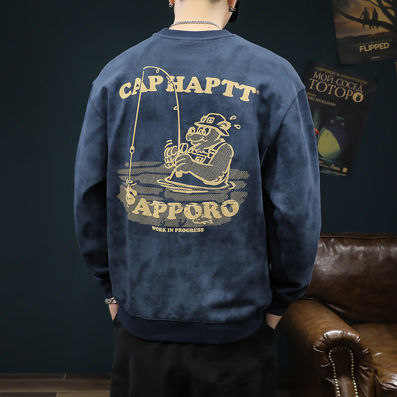 Heavy Men's Hoodie Autumn Fashion Round Neck Coat Clothes Spring And Autumn T-Shirt Long Sleeve