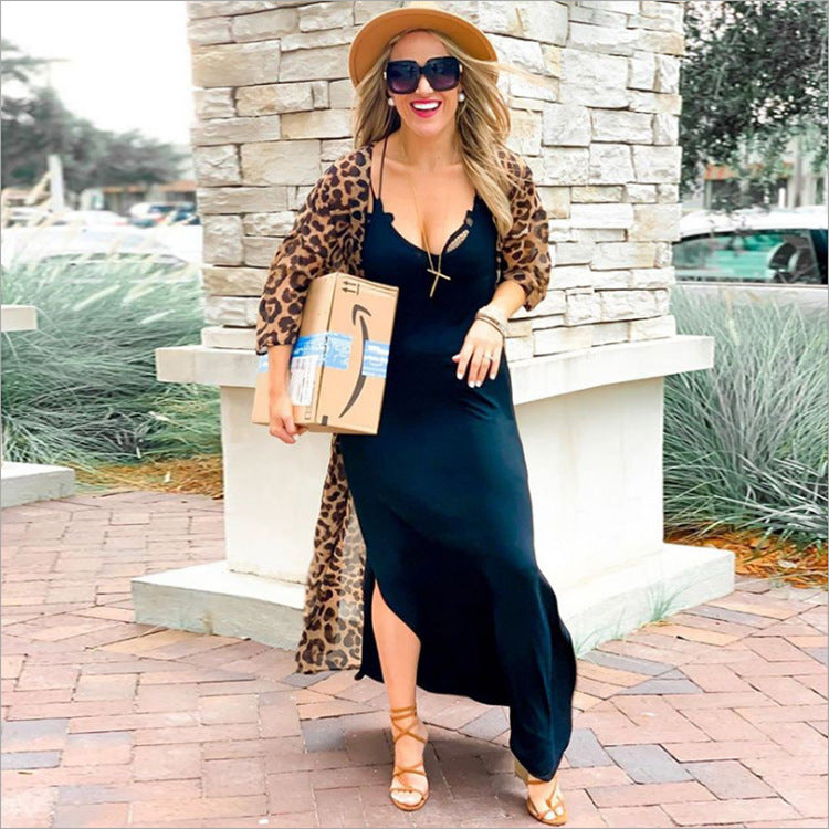 Chic Chiffon Leopard Print Beach Bikini Cover Up