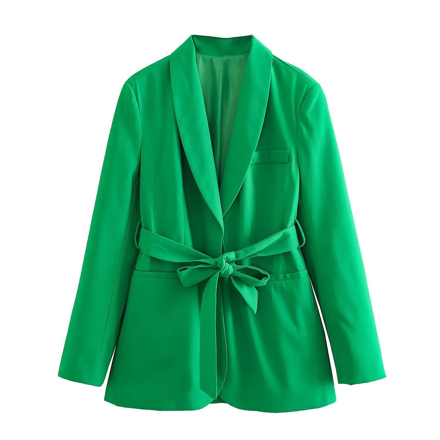 Spring Women With Belt Casual Suit Jacket + Pants Suit