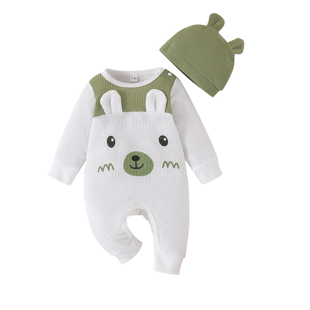Leisure Baby Spring And Autumn Long Sleeve Onesie + Hat Cute Baby Bear Ha Clothing Crawl Suit Children's Wear
