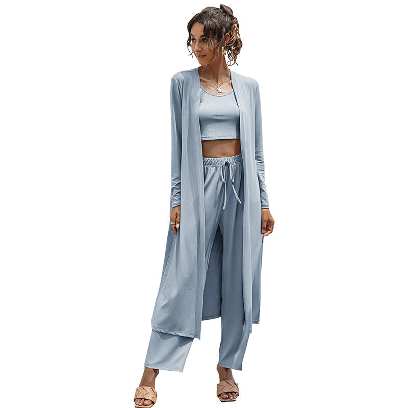 Women's Relaxed Fashion Temperament Vest Wide Leg Three-Piece Set
