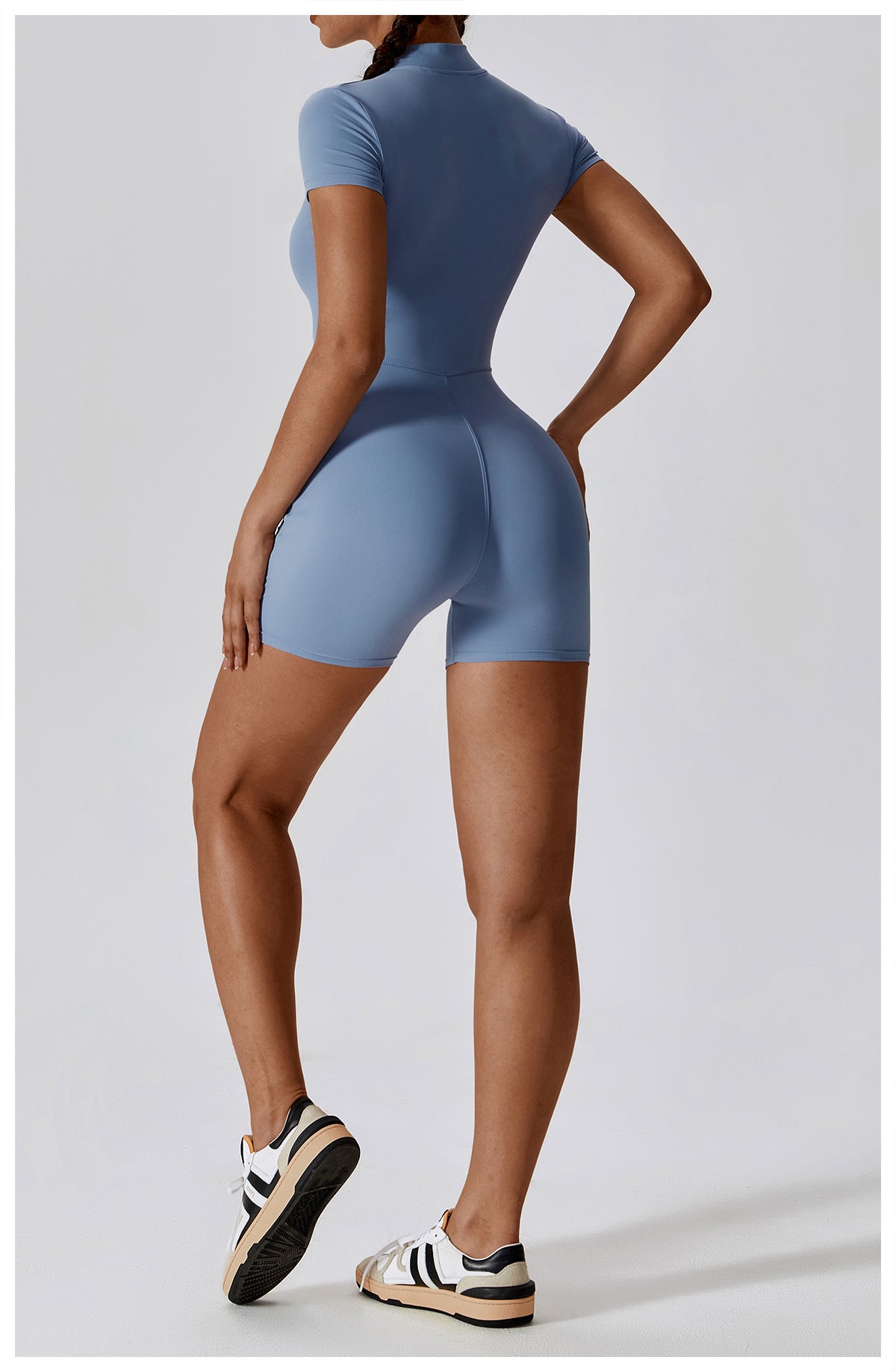 Summer Zipper Short Sleeve Yoga Jumpsuit Female Dance Fitness Bodyfitting Sports Jumpsuit