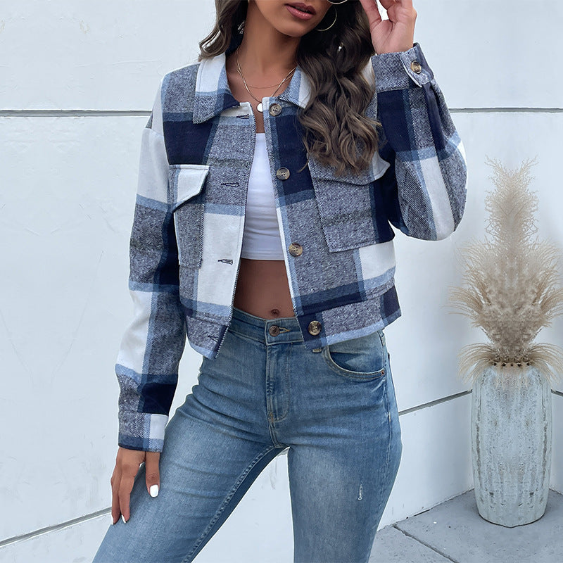 New Autumn and Winter New Women's Plaid Long-sleeved Shirt Coat Shacket