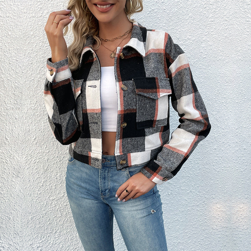 New Autumn and Winter New Women's Plaid Long-sleeved Shirt Coat Shacket