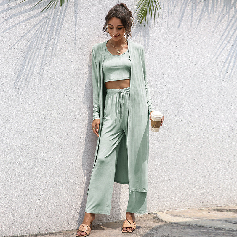 Women's Relaxed Fashion Temperament Vest Wide Leg Three-Piece Set