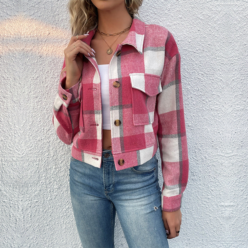 New Autumn and Winter New Women's Plaid Long-sleeved Shirt Coat Shacket