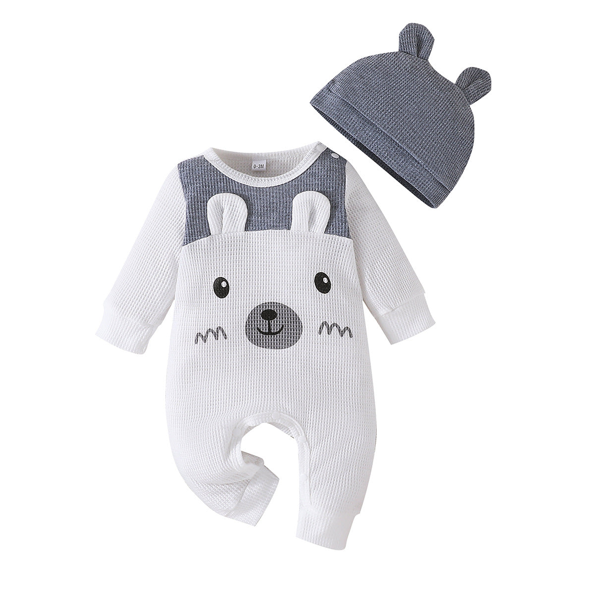 Leisure Baby Spring And Autumn Long Sleeve Onesie + Hat Cute Baby Bear Ha Clothing Crawl Suit Children's Wear