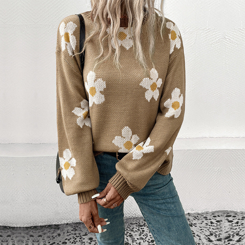 autumn and winter new fashion Women's long-sleeved jacquard sweater