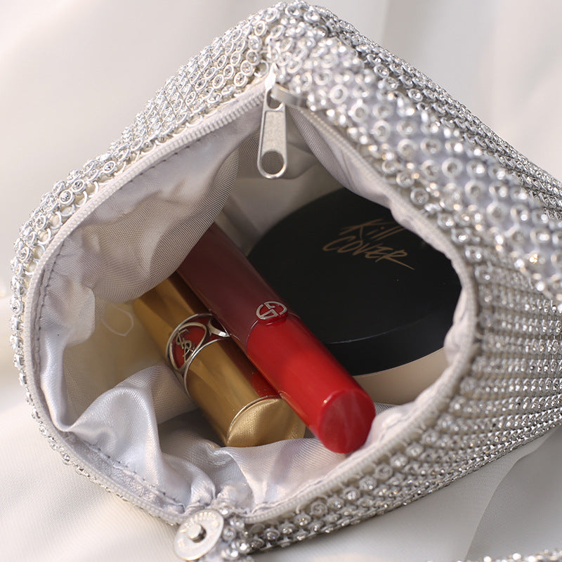 Pure Handmade Rhinestone Mine Night Bag Portable Banquet Bag and Exquisite Hand-Held Female Handbag