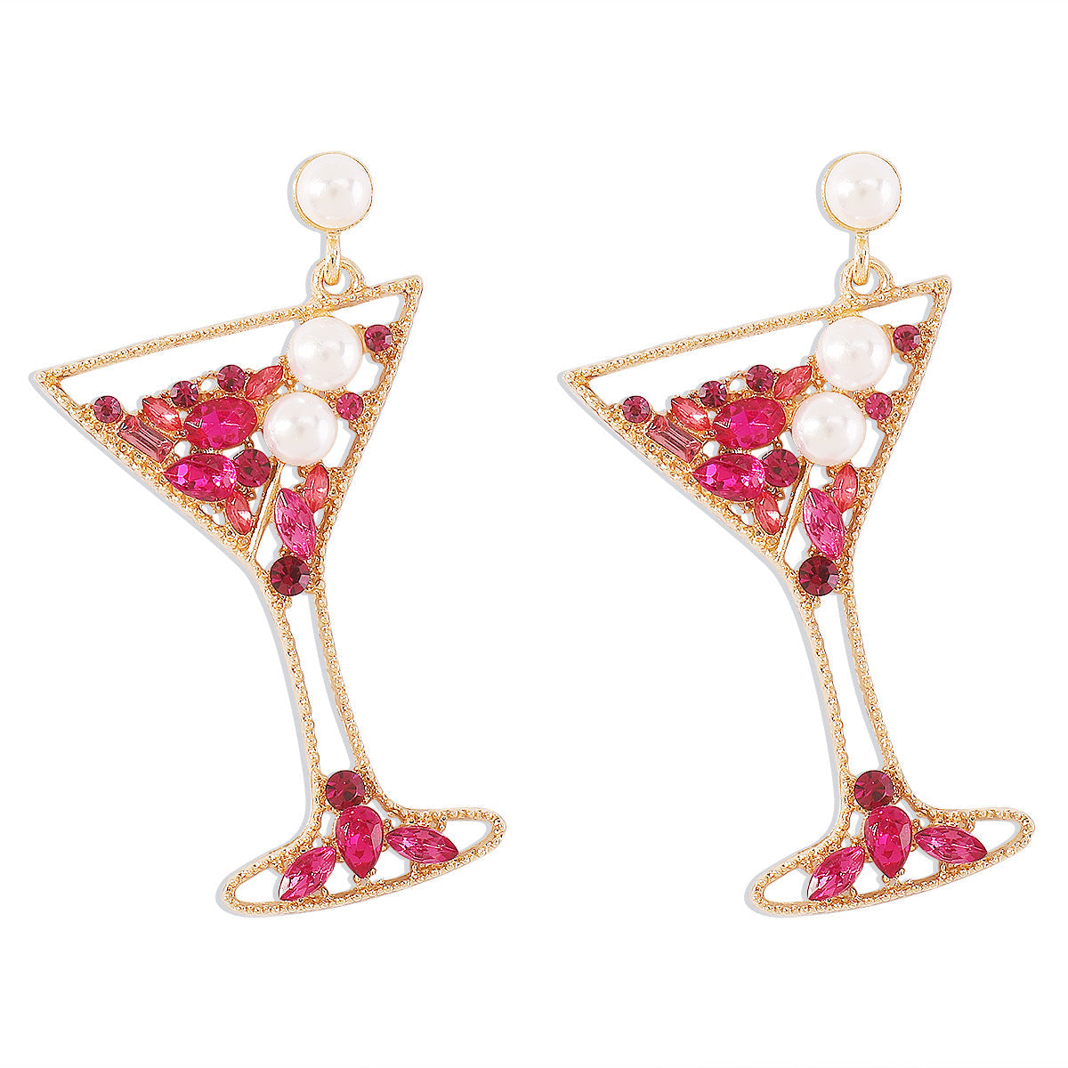 Fashion New Personality Trend Tall Cup Earrings Creative Design Geometric Diamond Earrings