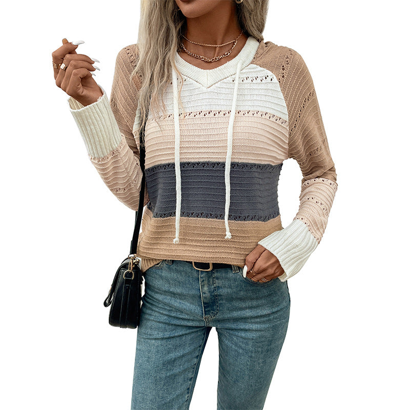 new autumn and winter new Women's hooded color pullover sweater women